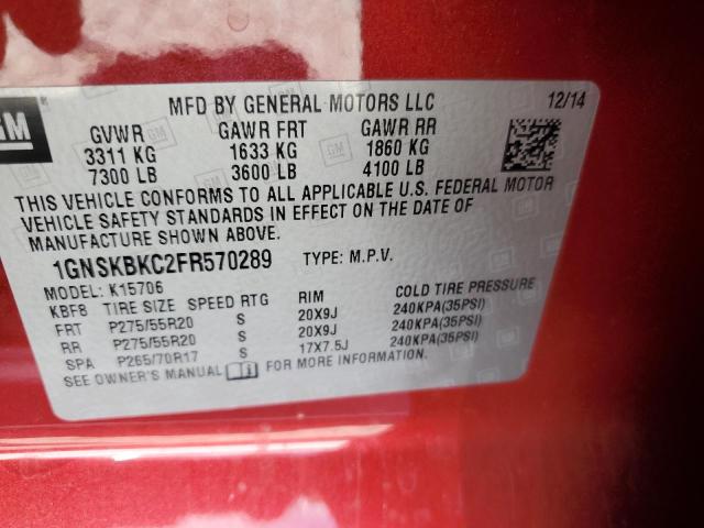 2015 CHEVROLET TAHOE K150 1GNSKBKC2FR570289