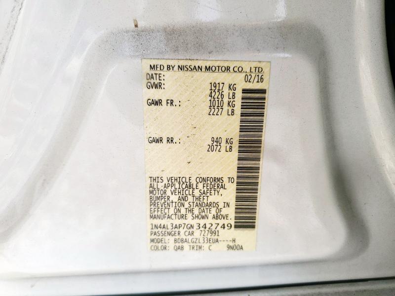 2016 NISSAN ALTIMA 2.5 1N4AL3AP7GN342749