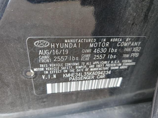 2019 HYUNDAI SONATA HYBRID KMHE34L35KA094234