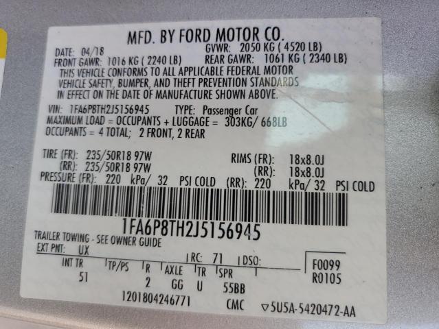 2018 FORD MUSTANG 1FA6P8TH2J5156945
