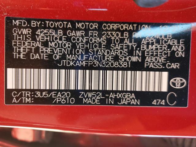 2022 TOYOTA PRIUS PRIME LE JTDKAMFP3N3208381