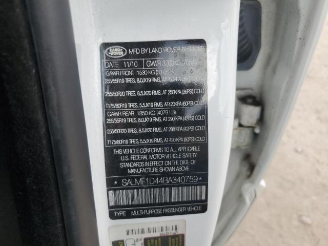 2011 LAND ROVER RANGE ROVE - SALMF1D44BA340759