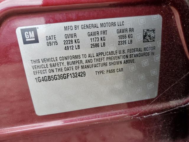 2016 BUICK LACROSSE 1G4GB5G36GF132429