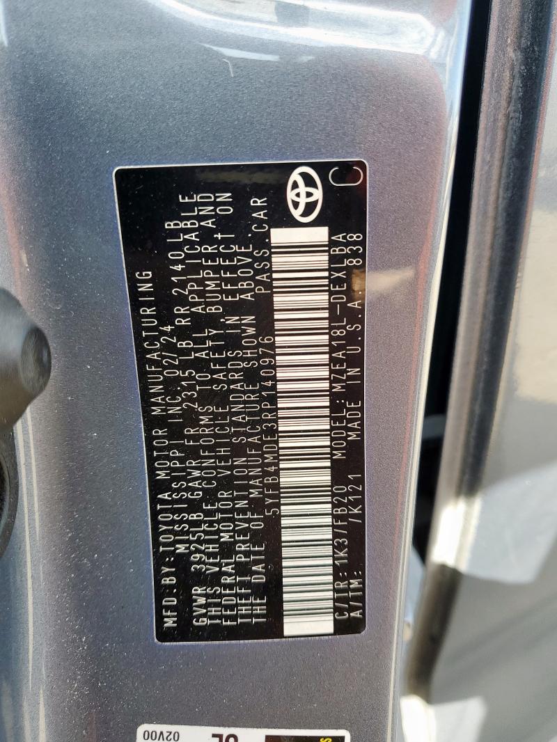 2024 TOYOTA COROLLA LE - 5YFB4MDE3RP140976