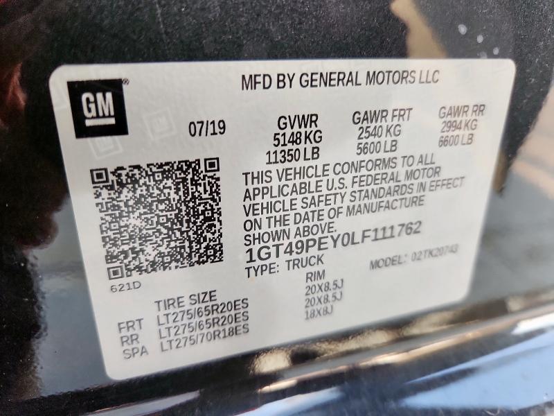 2020 GMC SIERRA K25 - 1GT49PEY0LF111762