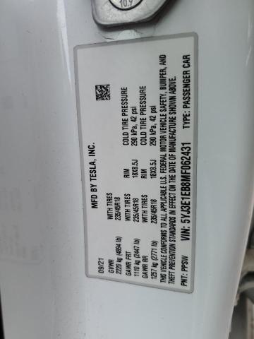 2021 TESLA MODEL 3 5YJ3E1EB8MF062431