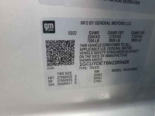 2022 CHEVROLET SILVERADO LTD K1500 LT 1GCUYDET6NZ205426