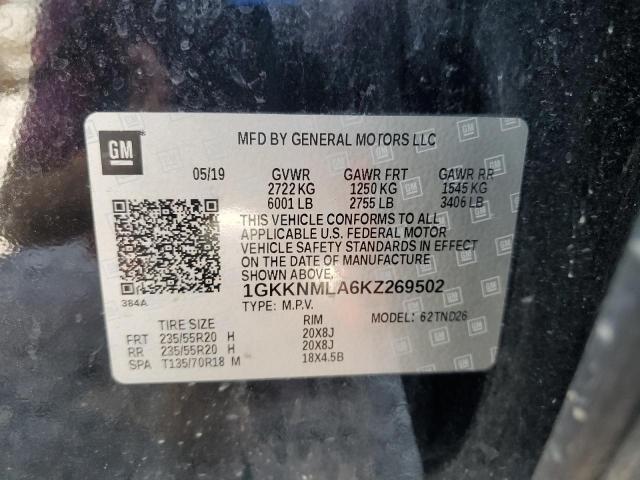 2019 GMC ACADIA SLT 1GKKNMLA6KZ269502