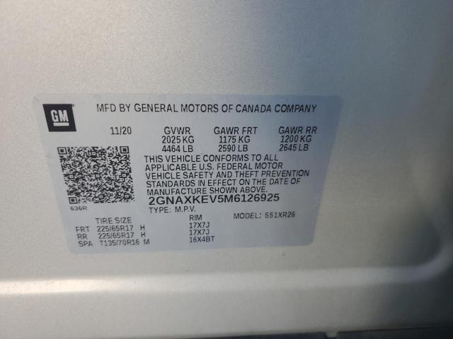 2021 CHEVROLET EQUINOX LT 2GNAXKEV5M6126925