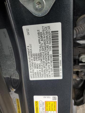 2022 HONDA CIVIC EXL 19XFL1H71NE014402