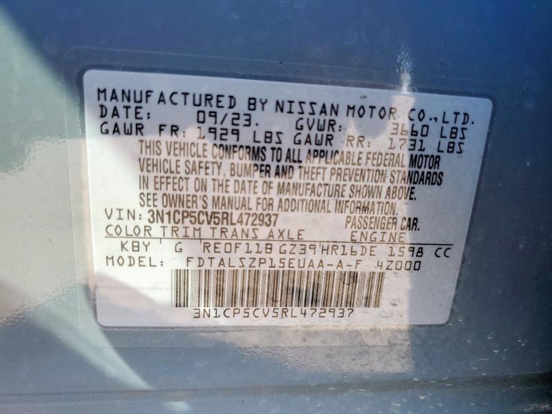 2024 NISSAN KICKS SV 3N1CP5CV5RL472937