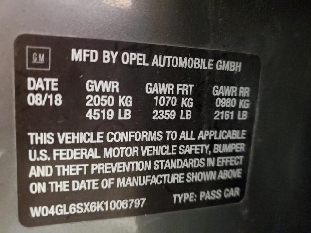 2019 BUICK REGAL PREF W04GL6SX6K1006797