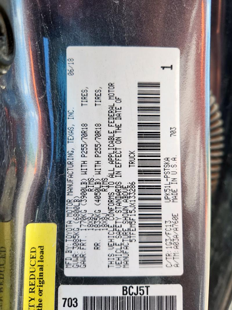 2018 TOYOTA TUNDRA CREWMAX SR5 5TFEM5F15JX133286