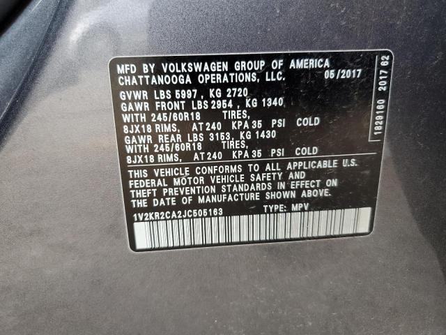 2018 VOLKSWAGEN ATLAS SE 1V2KR2CA2JC505163