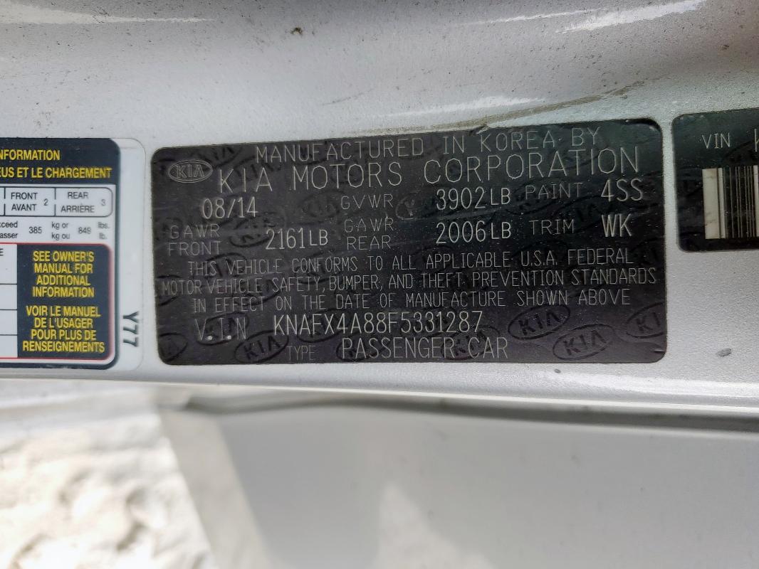 2015 KIA FORTE EX KNAFX4A88F5331287