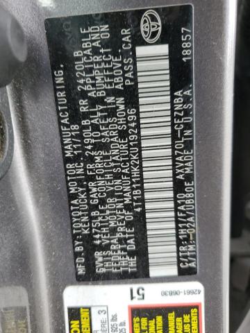 2019 TOYOTA CAMRY - 4T1B11HK2KU192496