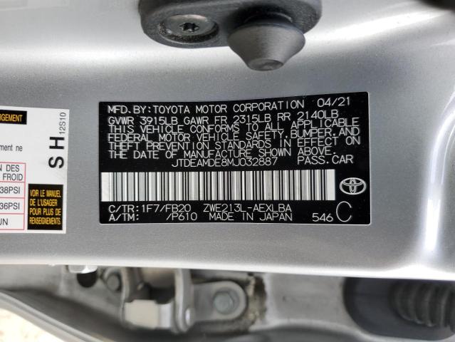 2021 TOYOTA COROLLA LE - JTDEAMDE8MJ032887