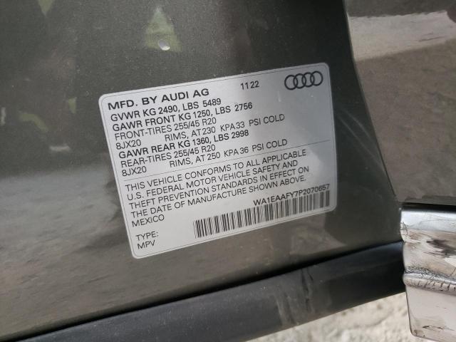 2023 AUDI Q5 PREMIUM WA1EAAFY7P2070657