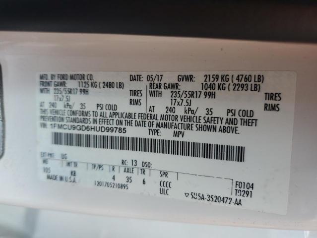 2017 FORD ESCAPE SE 1FMCU9GD6HUD99785