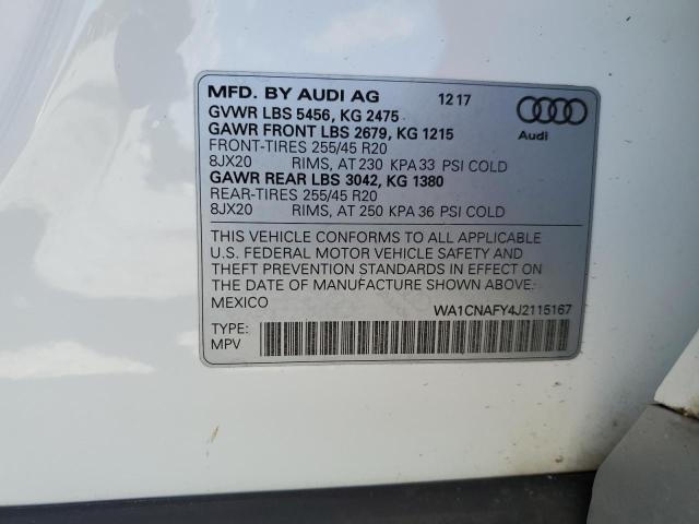 2018 AUDI Q5 PRESTIG WA1CNAFY4J2115167