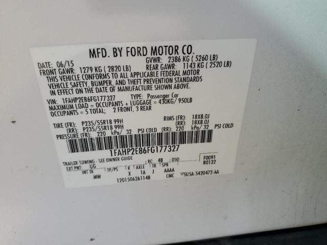 2015 FORD TAURUS SEL 1FAHP2E86FG177327