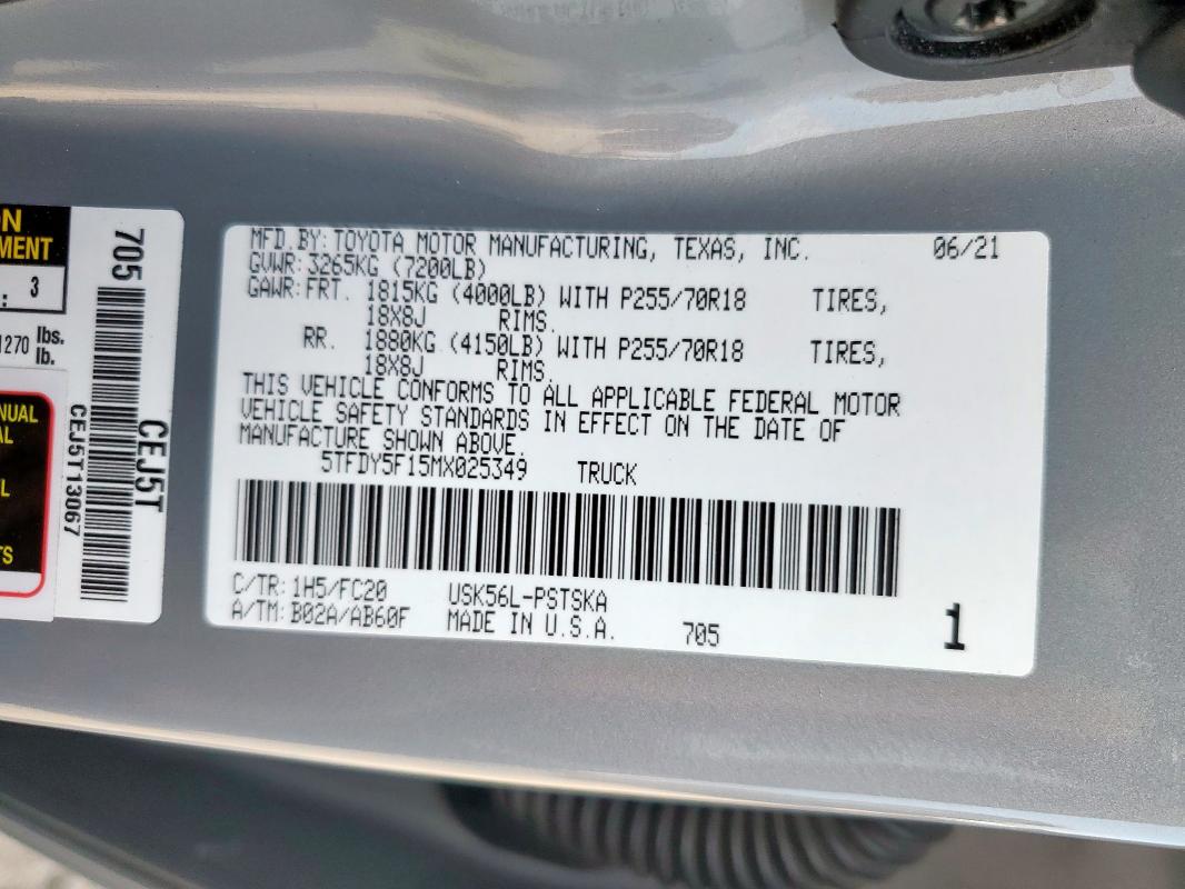 2021 TOYOTA TUNDRA CREWMAX SR5 #3302932629