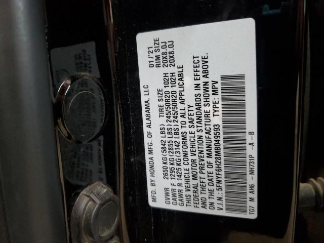 2021 HONDA PILOT SE 5FNYF6H28MB049593