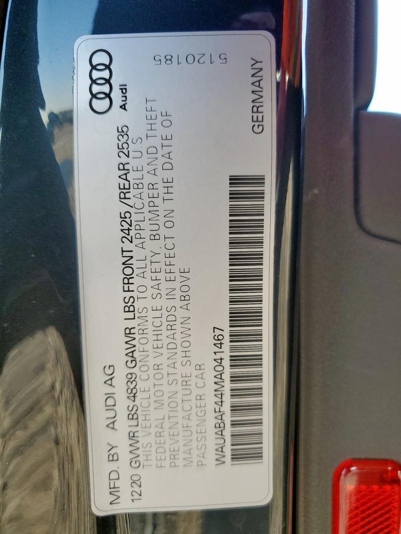 2021 AUDI A4 PREMIUM 40 WAUABAF44MA041467