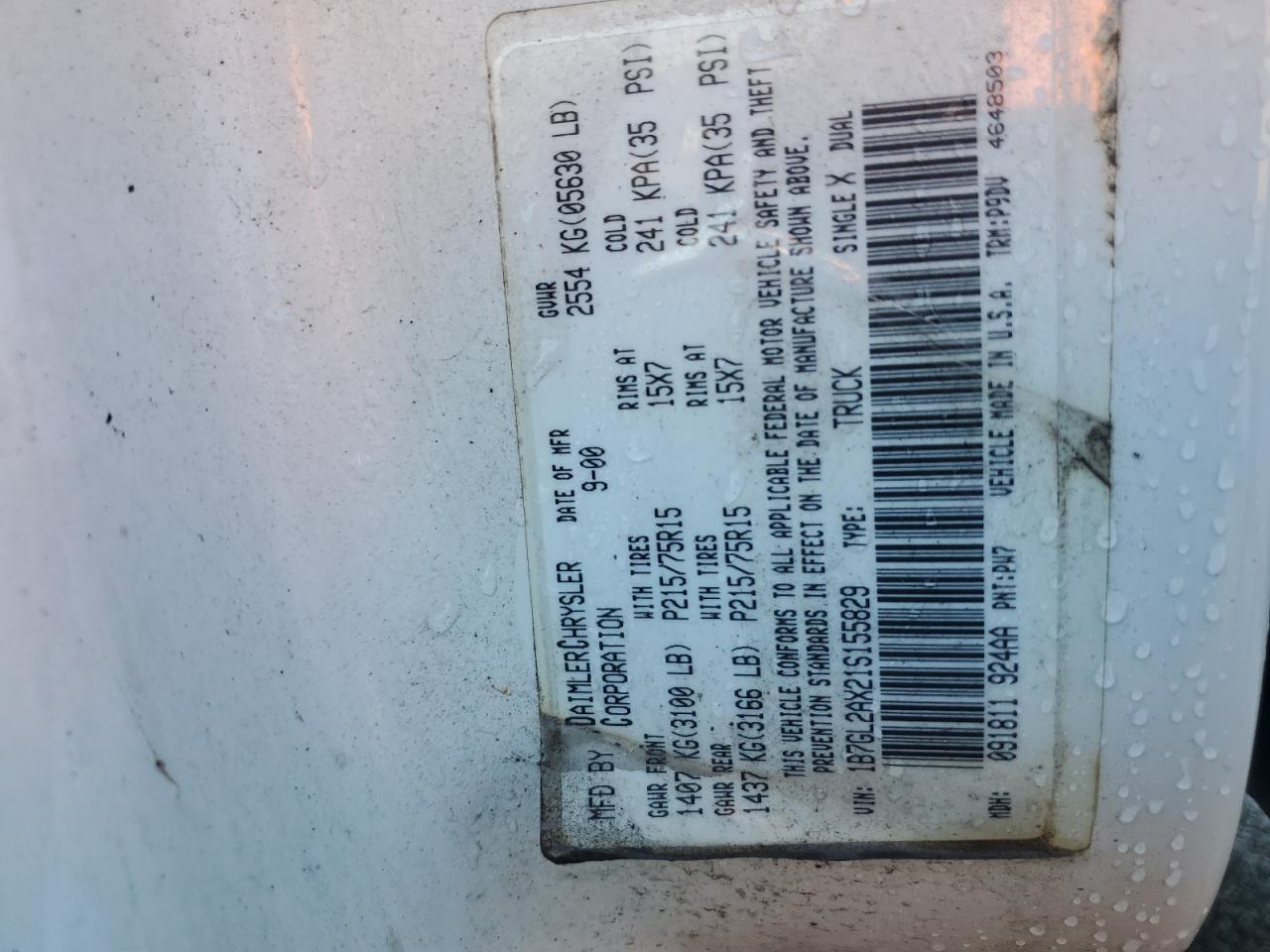 Lot #3274688821 2001 DODGE DAKOTA QUA