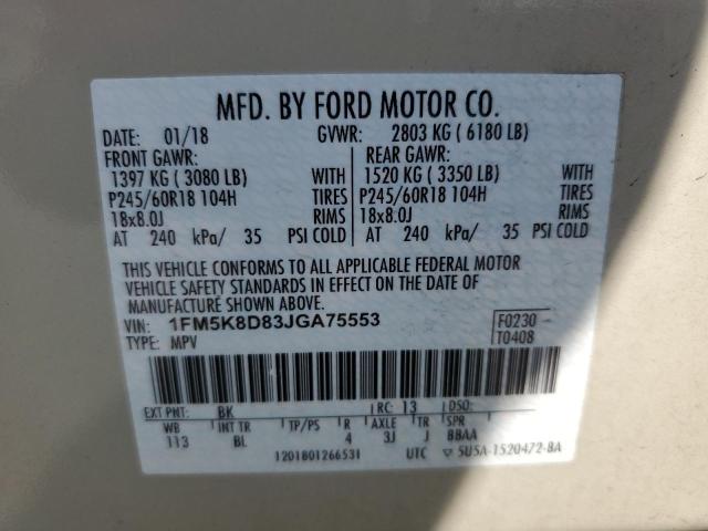 2018 FORD EXPLORER X 1FM5K8D83JGA75553