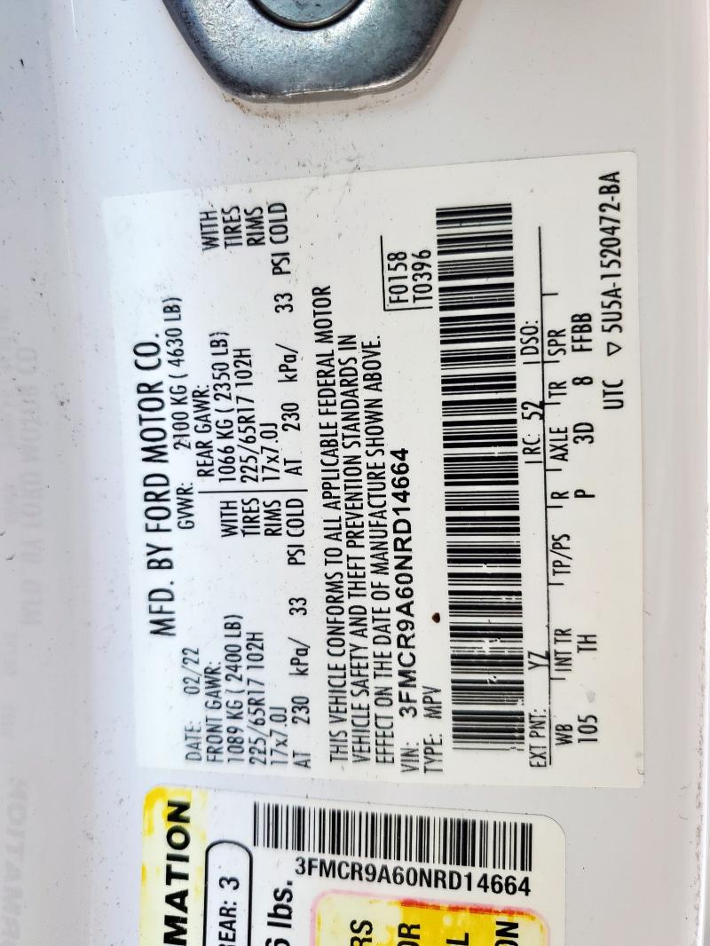 2022 FORD BRONCO SPO 3FMCR9A60NRD14664