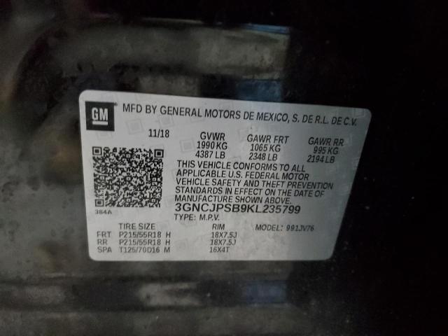 2019 CHEVROLET TRAX 1LT 3GNCJPSB9KL235799