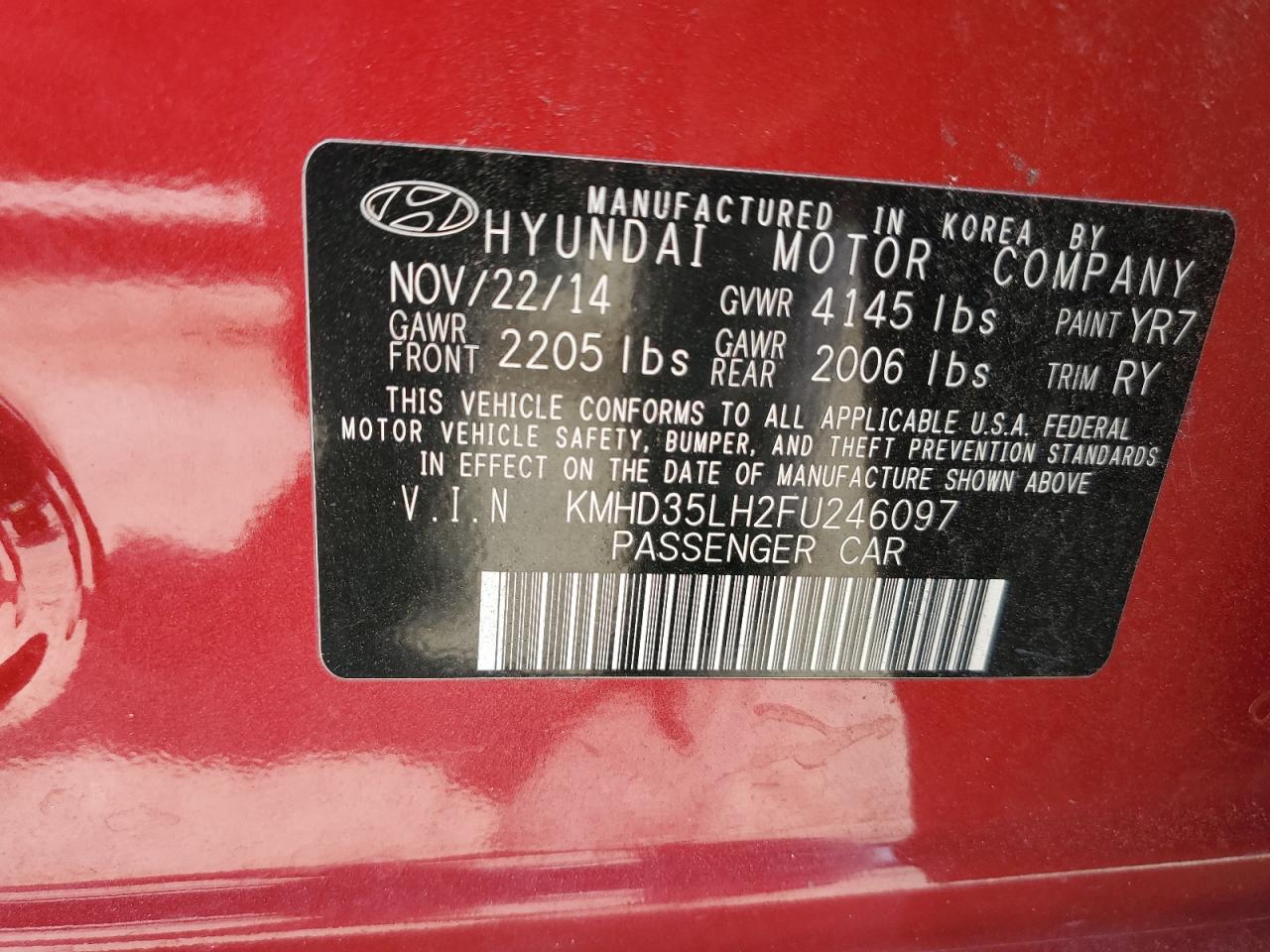 Lot #3302885913 2015 HYUNDAI ELANTRA GT