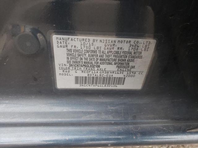 2016 NISSAN VERSA S 3N1CN7AP6GL832106