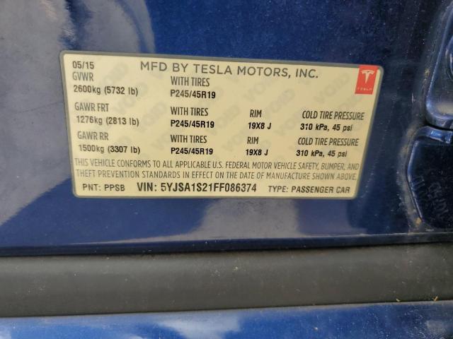 2015 TESLA MODEL S 70 5YJSA1S21FF086374