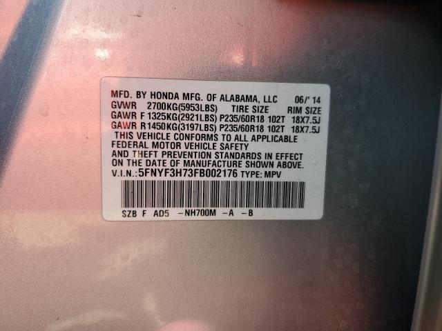 2015 HONDA PILOT EXLN 5FNYF3H73FB002176