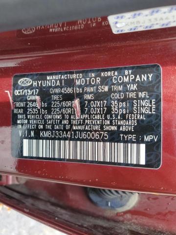 2018 HYUNDAI TUCSON SEL KM8J33A41JU600675