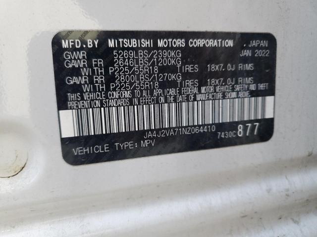 2022 MITSUBISHI OUTLANDER - JA4J2VA71NZ064410
