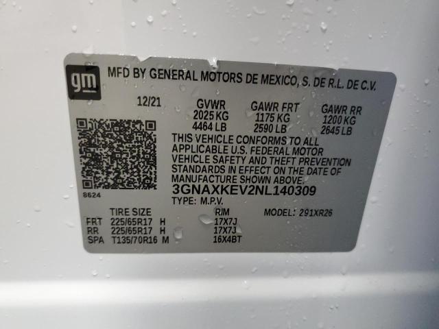 2022 CHEVROLET EQUINOX LT - 3GNAXKEV2NL140309