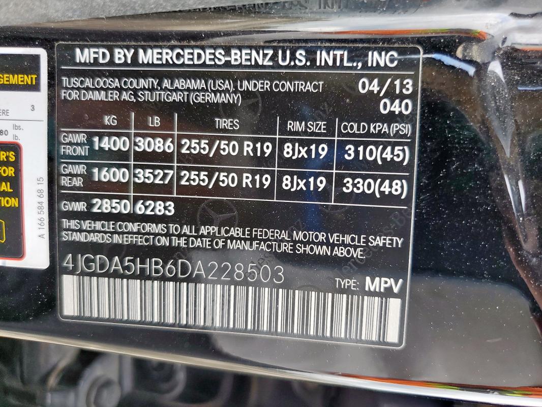 2013 MERCEDES-BENZ ML 350 4MA - 4JGDA5HB6DA228503