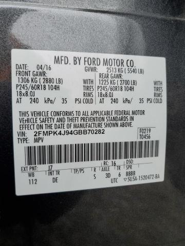 2016 FORD EDGE SEL 2FMPK4J94GBB70282