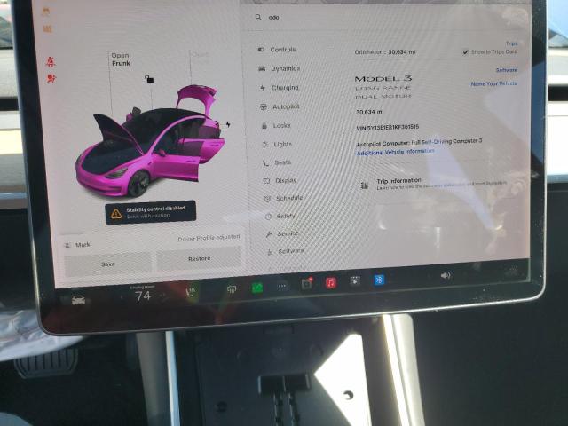 2019 TESLA MODEL 3 5YJ3E1EB1KF361515