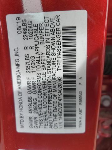 2019 HONDA ACCORD HYB 1HGCV3F47KA020092