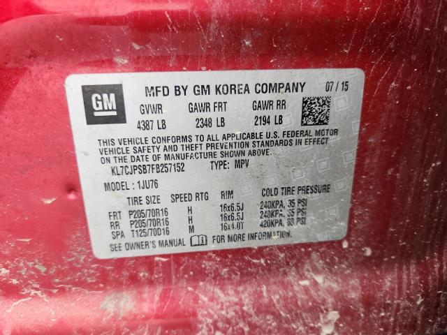2015 CHEVROLET TRAX 1LS KL7CJPSB7FB257152