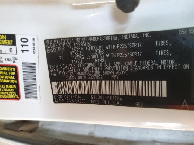 2020 TOYOTA SIENNA LE 5TDKZ3DC1LS027892