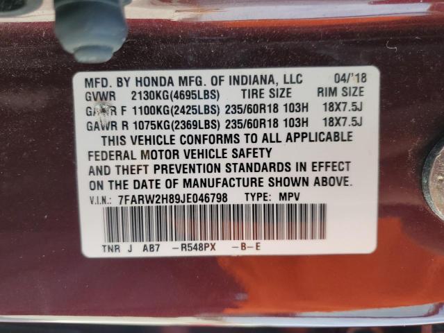 2018 HONDA CR-V EXL 7FARW2H89JE046798