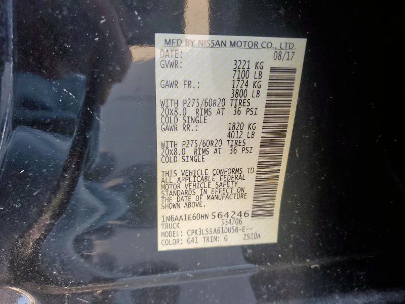 2017 NISSAN TITAN SV 1N6AA1E60HN564246