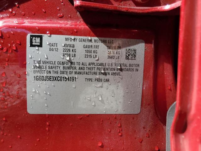 2012 CADILLAC CTS PERFOR - 1G6DJ5E3XC0151191