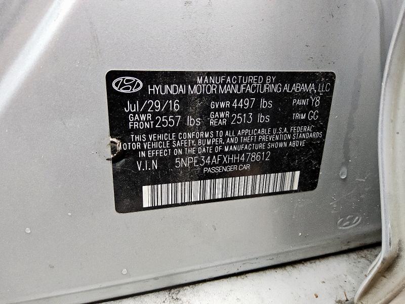 2017 HYUNDAI SONATA SPORT 5NPE34AFXHH478612