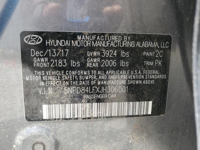 2018 HYUNDAI ELANTRA SEL 5NPD84LFXJH306001